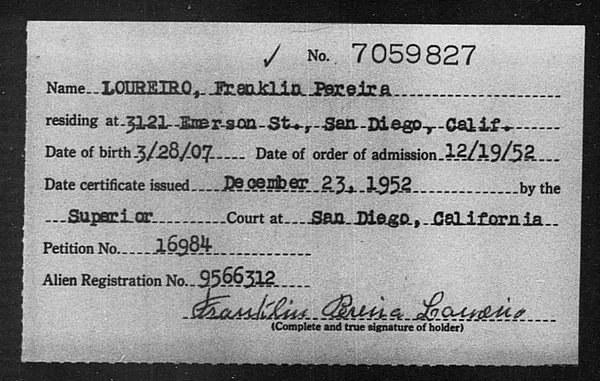 Loureiro, Franklin Pereira - 1952