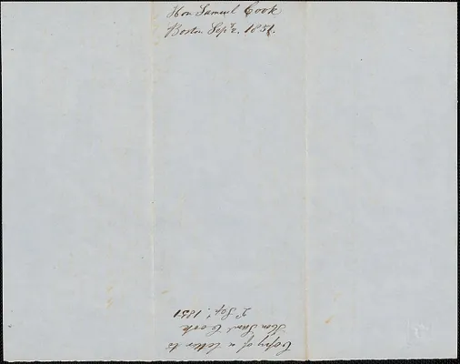 Copy of a letter from Samuel Warner to Samuel Cook, 2 September 1851