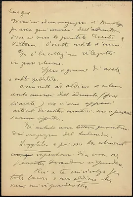 [Osvaldo Maraviglia?] autograph letter signed, in Italian, to Joseph Moro, [September? 1927]