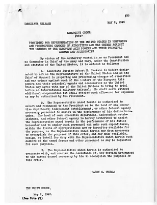 White House Press Release, Executive Order 9547 and Statement by President Harry S. Truman, with Related Material