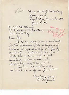 Letters Sent to C.W. Wallhausen, June 2, 1941