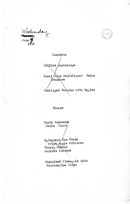 White House Luncheon and Dinner Menu