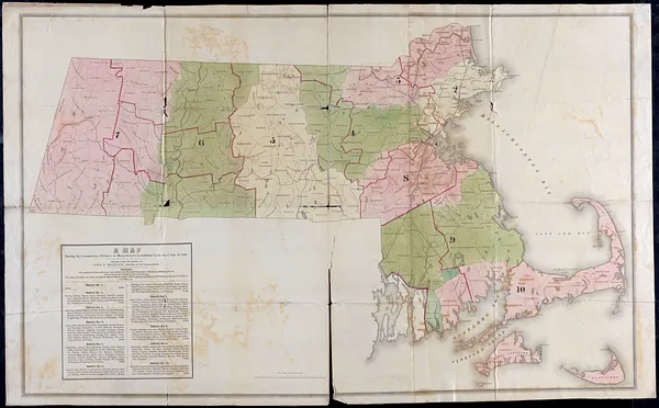 A Map showing the congressional districts of Massachusetts as established by the act of Sept. 16, 1842