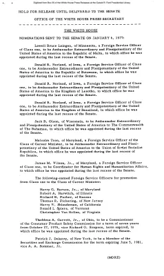 Nominations sent to the Senate on January 6, 1977 [Position Appointments and Resignations]