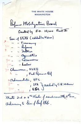 Handwritten Notes on Defense Mobilization Board