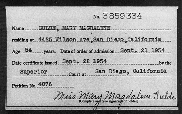 Gulde, Mary Magdalene - 1934