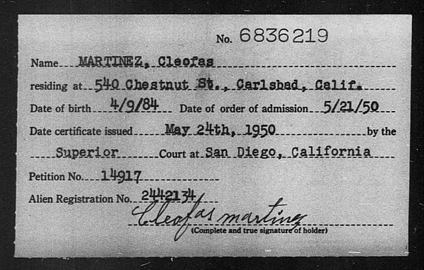 Martinez, Cleofas - 1950