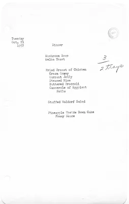 White House Dinner Menu