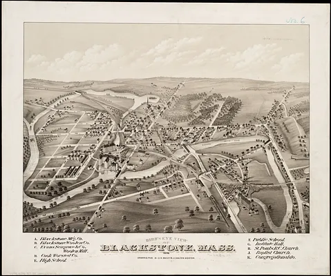 Bird's eye view of Blackstone, Mass