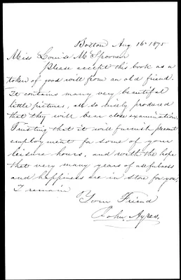 [John Ayers] to Louise Spooner Aug. 16 1875 w/envelope