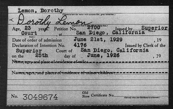 Lemon, Dorothy - 1929