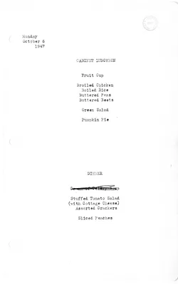 White House Luncheon and Dinner Menu