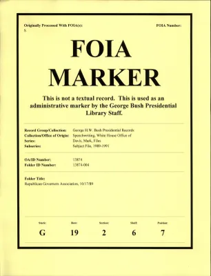 Republican Governors Association 10/17/89 [OA 8748]