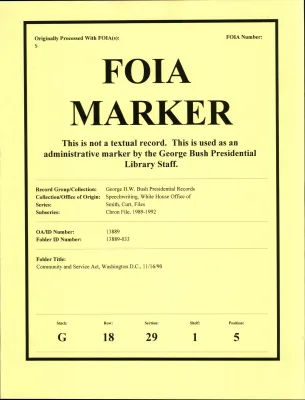 Community and Service Act, Washington, DC 11/16/90 [OA 8130]