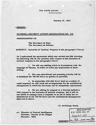 National Security Action Memorandum No. 215 Inclusion of Tactical Weapons in the Paragraph 6 Force