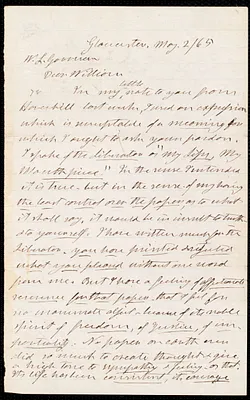 Letter from Henry Clarke Wright, Gloucester, [Mass.], to William Lloyd Garrison, May. 2 / [18]65