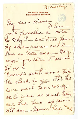 Letter from Madge Gates Wallace to Bess W. Truman
