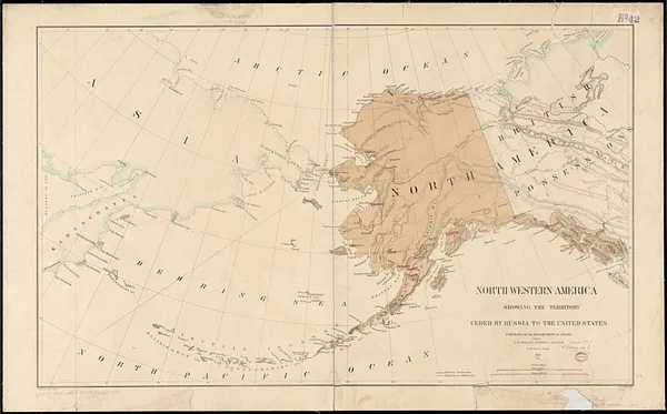 North western America showing the territory ceded by Russia to the United States