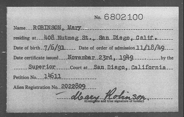 Robinson, Mary - 1949