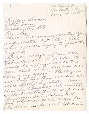 Letter from H. Overdorf to President Harry S. Truman