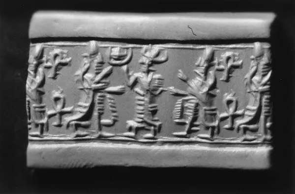 Cylinder Seal with a Presentation Scene and Ankhs