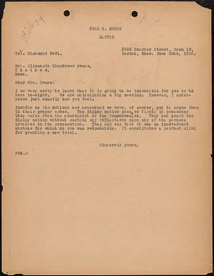 [Fred H. Moore] typed letter (copy) to Elizabeth Glendower Evans, Boston, Mass., June 22, 1923