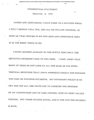 Presidential Statement about Nixon pardon [Ford Speech or Statement]