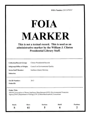 AHAM [Association of Home Appliance Manufacturers]/EPA [Environmental Protection Agency]/DOE [Department of Energy] CFC [Chlorofluorocarbon] Consortium