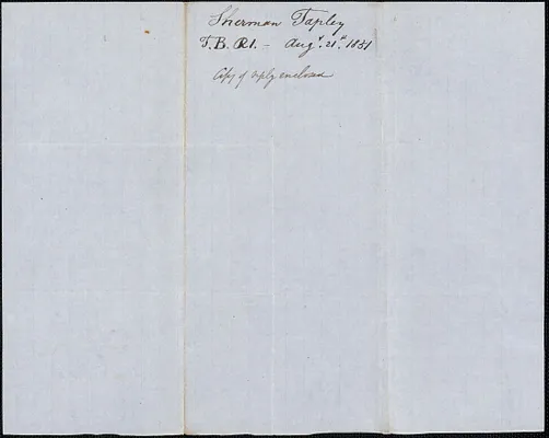 Sherman Tapley to Samuel Warner, 21 August 1851