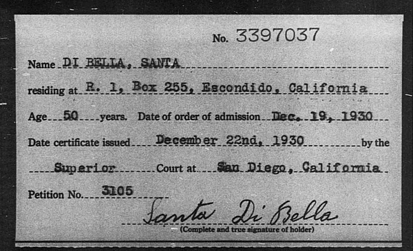 Di Bella, Santa - 1930