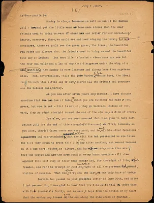 Nicola Sacco typed letter (copy) to "Auntie Be", [Charlestown], 3 July 1927
