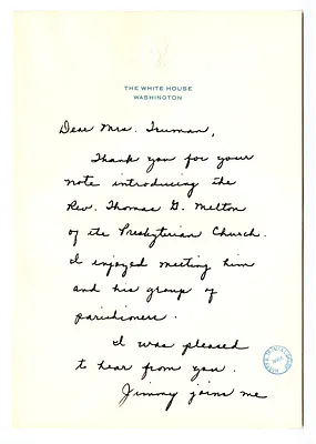 Letter from First Lady Rosalynn Carter to Bess W. Truman