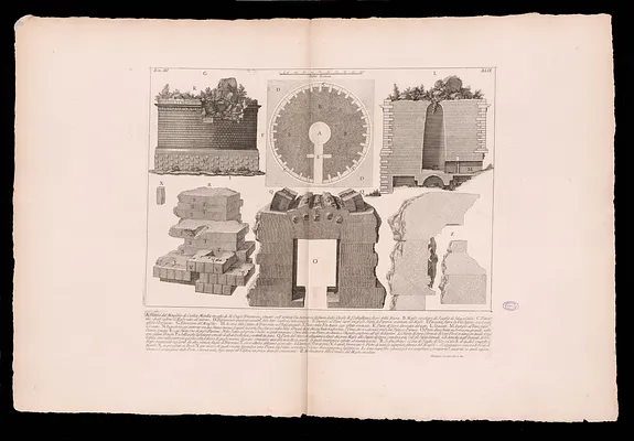 A. Pianta del mausoleo di Cecilia Metella moglie di M. Crasso Triumviro, situato sull'antica Via Appia, poco distante dalla Chiesa di S. Sebastiano fuori delle Mura