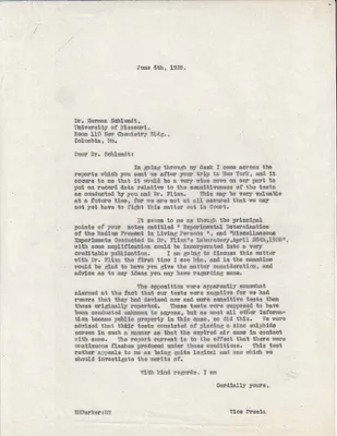 Letters Sent to Dr. Herman Schlundt, June 6, 1928