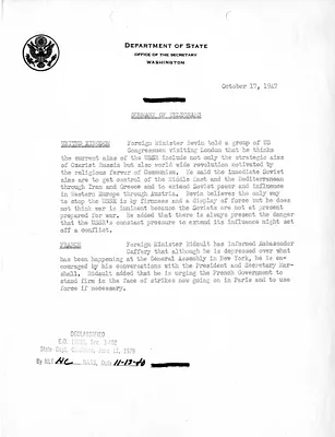 Memorandum, State Department Summary of Telegrams