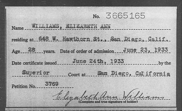 Williams, Elizabeth Ann - 1933