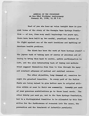 Franklin D. Roosevelt speech on his 53rd Birthday