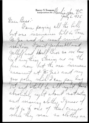 Letter from Harry S. Truman to Bess W. Truman