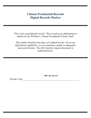 Press Booklet for Gayleen: FLOTUS Media Requests and Events: [HRC Bio/Record] [binder]