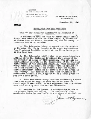 Memorandum from Secretary of State James Byrnes to President Harry S. Truman