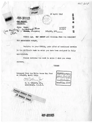 Telegram from President Harry S. Truman to Ambassador Patrick J. Hurley
