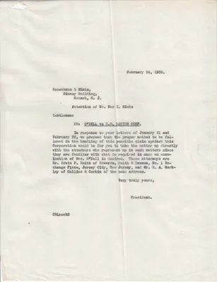Letters Sent to Max I. Mintz, February 24, 1933