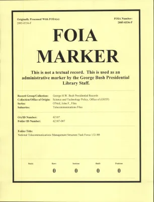 National Telecommunications Management Structure Task Force 1/21/89