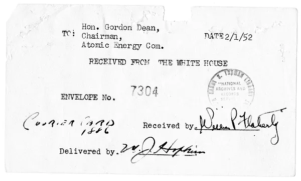 Memorandum from Chairman of the Atomic Energy Commission Gordon Dean to James Lay, Jr.