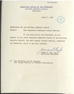 Memorandum from James S. Lay, Jr. to the National Security Council