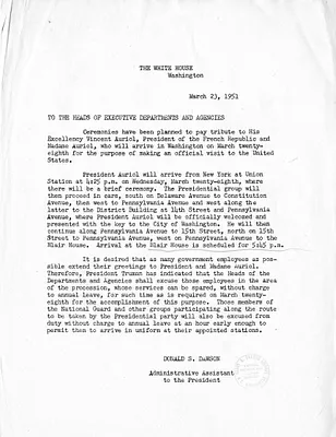 Memorandum from Donald Dawson to the Heads of Executive Departments and Agencies