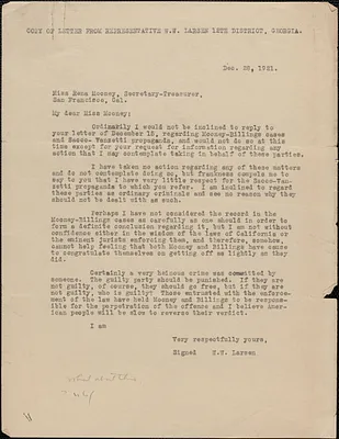 W. W. Larsen typed letter (copy) to Rene Mooney, [Washington, D. C. ?], December 28, 1921