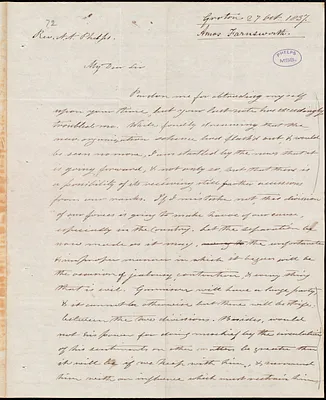 Letter from Amos Farnsworth, Groton, to Amos Augustus Phelps, 27 Oct. 1837