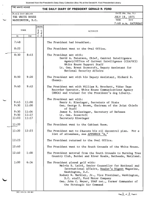 President Gerald R. Ford's Daily Diary, July 19, 1975