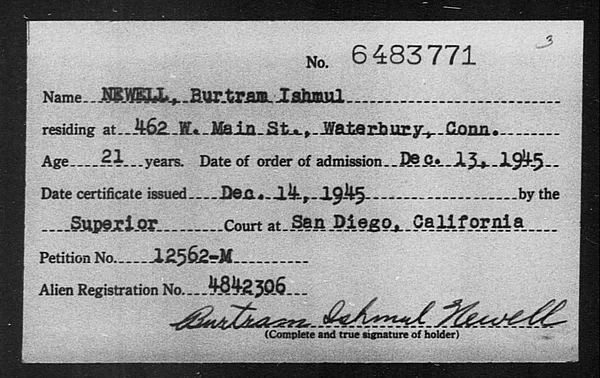 Newell, Burtram Ishmul - 1945